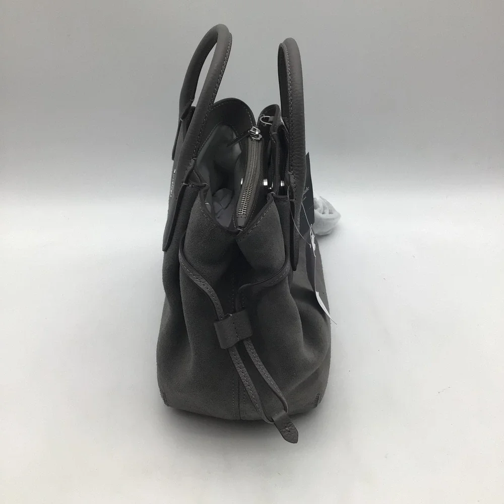 Kate Spade Dumpling Suede Leather Satchel Shoulder Bag Purse Grey KM141 NWT